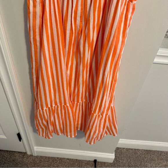 Tuckernuck Oliphant Orange White Cotton Striped Maxi Dress Large - Picture 5 of 15